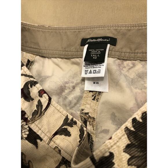 Eddie Bauer Skirt Size 10 Tall Beige Green Corduroy Floral Pencil Pockets Zipper - Picture 5 of 7
